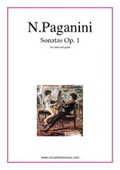 Cover icon of Sonatas Op.1, M.S. 9 sheet music for violin and guitar by Nicolo Paganini, classical score, intermediate duet