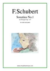 Cover icon of Sonatina No.1 Op.137 sheet music for violin and piano by Franz Schubert, classical score, easy/intermediate skill level