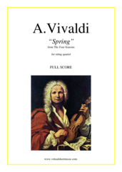 Cover icon of Concerto "Spring" (f.score) sheet music for string quartet by Antonio Vivaldi, classical score, advanced skill level
