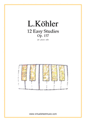 Cover icon of Easy Studies, 12 - Op.157 sheet music for piano solo by Louis Kohler, classical score, easy skill level