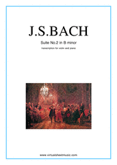 Cover icon of Suite No. 2 in B minor sheet music for violin and piano by Johann Sebastian Bach, classical score, intermediate skill level