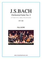 Cover icon of Orchestral Suite No.3 BWV 1068 (f.score) sheet music for orchestra by Johann Sebastian Bach, classical score, intermediate skill level