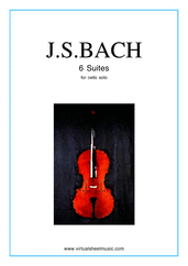 Cover icon of Suites sheet music for cello solo by Johann Sebastian Bach, classical score, advanced skill level