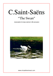 The Swan for bass clarinet and piano - classical bass clarinet sheet music