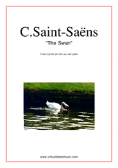 Cover icon of The Swan sheet music for alto saxophone and piano by Camille Saint-Saens, classical score, easy skill level
