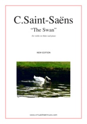 Cover icon of The Swan (NEW EDITION) sheet music for violin (or flute) and piano by Camille Saint-Saens, classical score, easy skill level