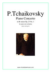 Cover icon of Concerto in Bb minor Op.23 No.1 sheet music for piano and orchestra by Pyotr Ilyich Tchaikovsky, classical score, advanced skill level