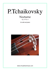 Cover icon of Nocturne, Op.19 No.4 sheet music for cello and piano by Pyotr Ilyich Tchaikovsky, classical score, intermediate/advanced skill level