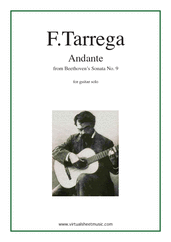 Cover icon of Andante from Sonata No. 9 sheet music for guitar solo by Francisco Tarrega, classical score, intermediate/advanced skill level