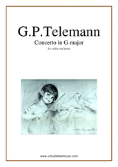Cover icon of Concerto in G major sheet music for violin and piano by Georg Philipp Telemann, classical score, easy skill level
