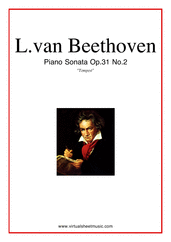 Cover icon of Sonata Op.31 No.2 "Tempest" sheet music for piano solo by Ludwig van Beethoven, classical score, advanced skill level
