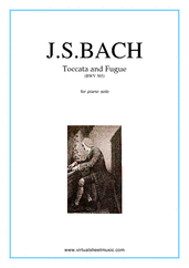 Toccata and Fugue in D minor BWV 565 for piano solo - intermediate johann sebastian bach sheet music