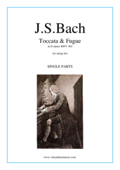 Cover icon of Toccata and Fugue in D minor BWV 565 (parts) sheet music for string trio by Johann Sebastian Bach, classical score, intermediate/advanced skill level
