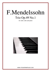 Cover icon of Trio Op.49 No.1 sheet music for violin, cello and piano by Felix Mendelssohn-Bartholdy, classical score, advanced skill level
