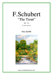 Cover icon of The Trout, Piano Quintet Op.114 (f.score) sheet music for piano quintet by Franz Schubert, classical score, advanced skill level