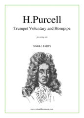 Cover icon of Trumpet Voluntary and Hornpipe (parts) sheet music for string trio by Henry Purcell, classical wedding score, intermediate skill level