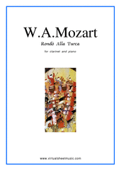Cover icon of Rondo "Alla Turca" - Turkish March sheet music for clarinet and piano by Wolfgang Amadeus Mozart, classical score, intermediate skill level