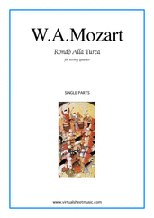 Cover icon of Rondo "Alla Turca" - Turkish March (parts) sheet music for string quartet by Wolfgang Amadeus Mozart, classical score, intermediate/advanced skill level