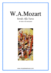 Cover icon of Rondo "Alla Turca" - Turkish March sheet music for tuba in Eb and piano by Wolfgang Amadeus Mozart, classical score, intermediate skill level