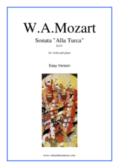 Cover icon of Rondo "Alla Turca" - Turkish March (easy version) sheet music for violin and piano by Wolfgang Amadeus Mozart, classical score, easy skill level