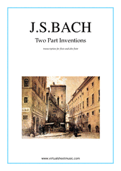 Cover icon of Two Part Inventions sheet music for flute and alto flute by Johann Sebastian Bach, classical score, intermediate duet