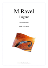 Cover icon of Tzigane, Rapsodie de Concert (NEW EDITION) sheet music for violin and piano by Maurice Ravel, classical score, advanced skill level
