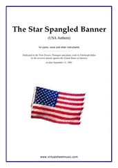 free The Star Spangled Banner (in C) - USA Anthem for piano, voice or other instruments - easy other instruments sheet music