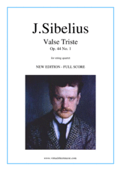 Cover icon of Valse Triste Op.44 No.1 (f.score)  - NEW EDITION sheet music for string quartet by Jean Sibelius, classical score, intermediate/advanced skill level