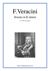Cover icon of Sonata in E minor sheet music for violin and piano by Fancesco Veracini, classical score, intermediate skill level