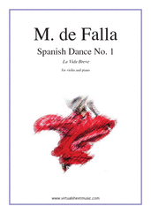 Cover icon of Spanish Dance No. 1 (La Vida Breve) sheet music for violin and piano by Manuel de Falla, classical score, advanced skill level