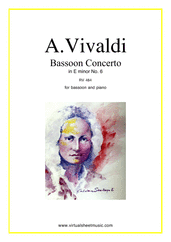 Cover icon of Concerto in E minor RV 484 sheet music for bassoon and piano by Antonio Vivaldi, classical score, intermediate skill level