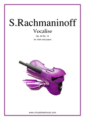 Cover icon of Vocalise Op.34 No.14 sheet music for violin and piano by Serjeij Rachmaninoff, classical score, intermediate/advanced skill level