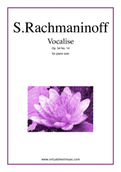 Cover icon of Vocalise Op.34 No.14 sheet music for piano solo by Serjeij Rachmaninoff, classical score, intermediate/advanced skill level