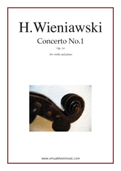 Cover icon of Concerto No.1 Op.14 in F sharp minor sheet music for violin and piano by Henry Wieniawski, classical score, advanced skill level