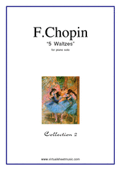 Cover icon of Waltzes (collection 2) sheet music for piano solo by Frederic Chopin, classical score, intermediate skill level