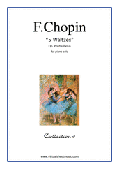 Cover icon of Waltzes (collection 4) sheet music for piano solo by Frederic Chopin, classical score, intermediate skill level