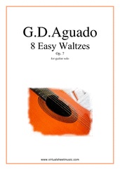 Cover icon of Easy Waltzes, 8 - Op.7 sheet music for guitar solo by Garcia Dionisio Aguado, classical score, easy/intermediate skill level