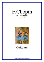 Cover icon of Waltzes (COMPLETE) sheet music for piano solo by Frederic Chopin, classical score, intermediate skill level