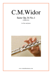 Cover icon of Suite Op.34 No.1 (COMPLETE) sheet music for flute and piano by Charles Marie Widor, classical score, intermediate/advanced skill level