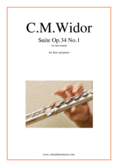 Cover icon of Suite Op.34 No.1, 1st movement sheet music for flute and piano by Charles Marie Widor, classical score, intermediate/advanced skill level