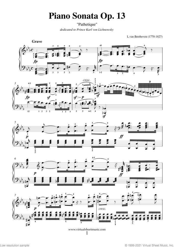 Sonata Op.13 "Pathetique" (NEW EDITION) sheet music for piano solo by Ludwig van Beethoven, classical score, advanced skill level