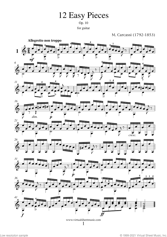 Armstrong Latter Visum 12 Easy Pieces Op.10 sheet music for guitar solo (PDF)