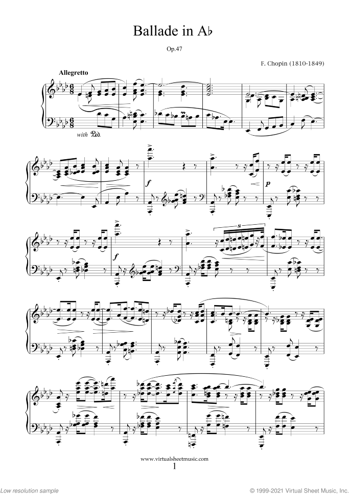 Ballades Op.47 and Op.52 (coll. 2) sheet music for piano solo by Frederic Chopin, classical score, advanced skill level