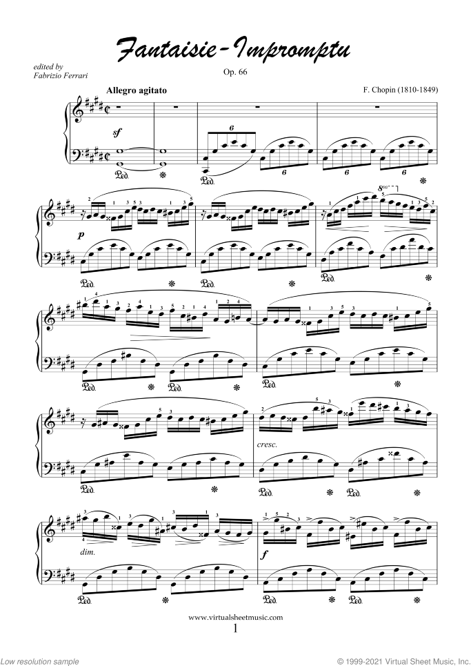 Fantaisie Impromptu Op.66 (New Edition) sheet music for piano solo by Frederic Chopin, classical score, advanced skill level