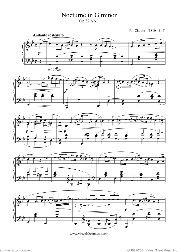 Nocturnes (collection 3) sheet music for piano solo by Frederic Chopin, classical score, advanced skill level