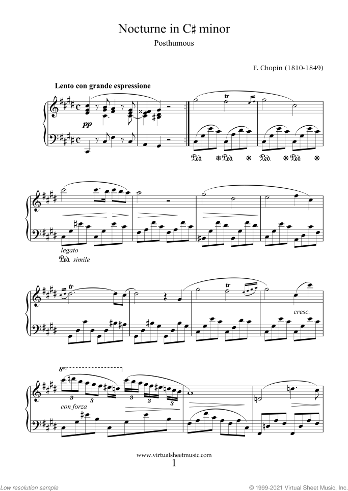 Nocturnes (collection 5) sheet music for piano solo by Frederic Chopin, classical score, advanced skill level