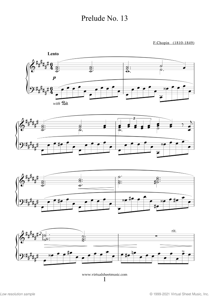 Preludes Op.28 No.13-24 sheet music for piano solo by Frederic Chopin, classical score, intermediate/advanced skill level