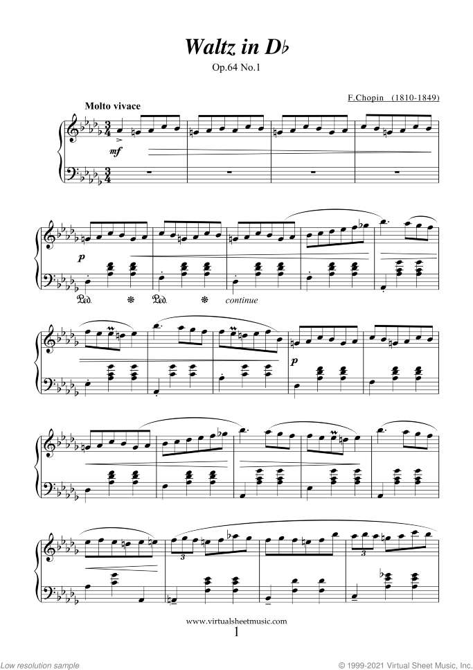 Waltzes (COMPLETE) sheet music for piano solo by Frederic Chopin, classical score, intermediate skill level