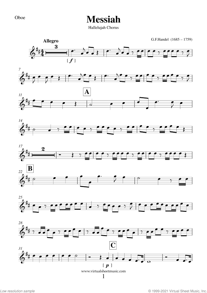 Hallelujah Chorus from Messiah (parts) sheet music for choir and orchestra by George Frideric Handel, classical score, intermediate/advanced skill level