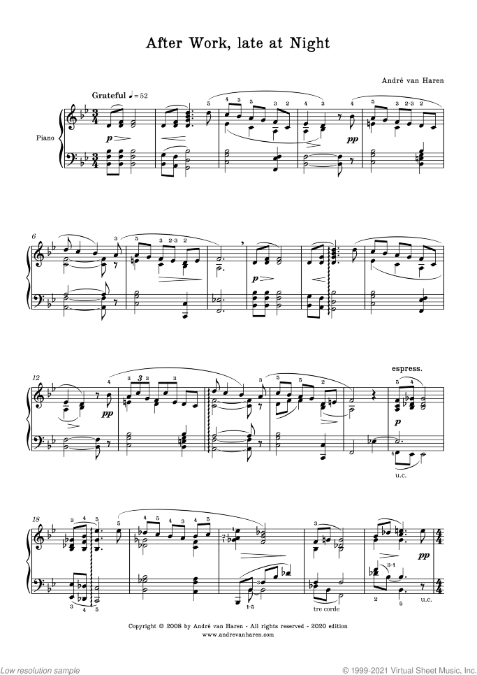Tales for Piano sheet music for piano solo by Andre Van Haren, classical score, intermediate/advanced skill level